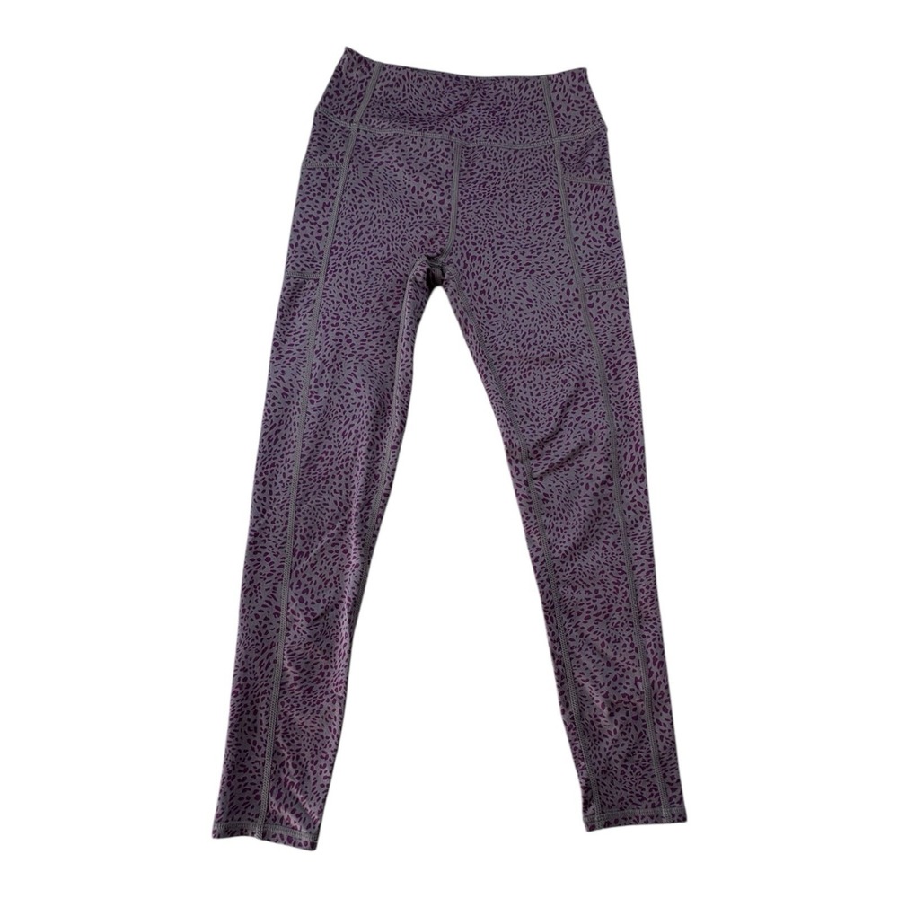 Z by Zella Girls Leggings M 8/10 Purple Leopard Print Stretch Pockets